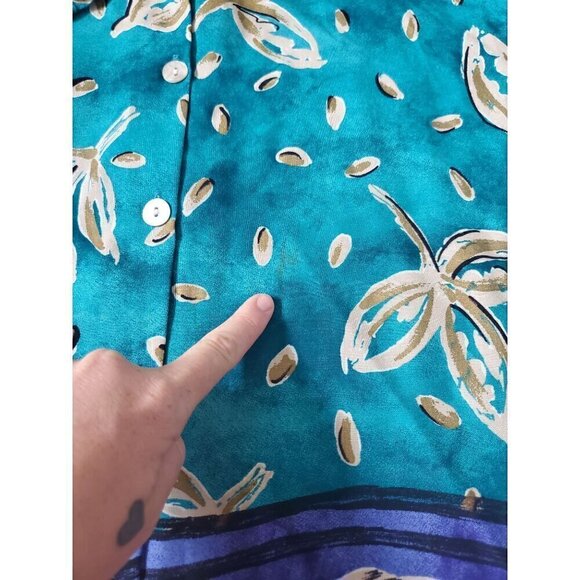 Vintage Bentley Woman Top Women's size 3X? Tunic length MOP Buttons Side Slits - Picture 2 of 8